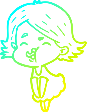 Bir insan tarafından çizilmiş bir karikatür kızı çizimi.