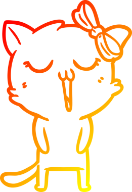 Bir insan tarafından çizilmiş çizgi film kedisinin sıcak çizgi çizimi