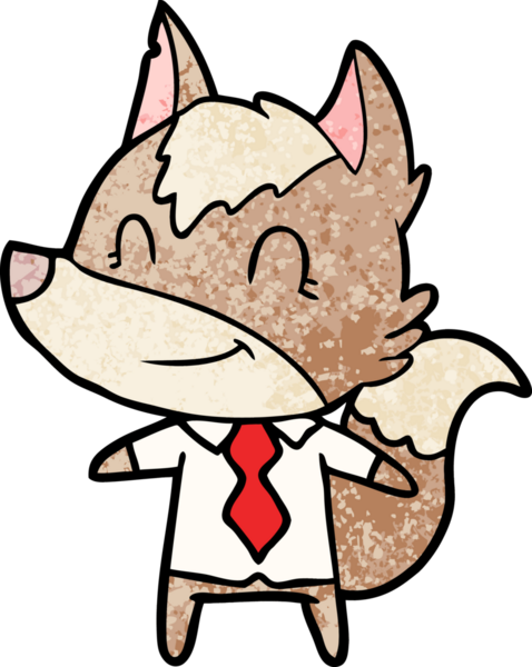 Bir insan tarafından çizilmiş dost canlısı bir kurt ofis çalışanı.