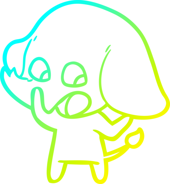 Bir insan tarafından çizilmiş şirin bir filin soğuk gradyan çizgisi