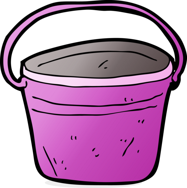 Bir insan tarafından çizilmiş metal bir kova.