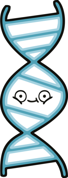 Bir insan tarafından çizilmiş DNA iplikçikli şirin bir çizgi film.