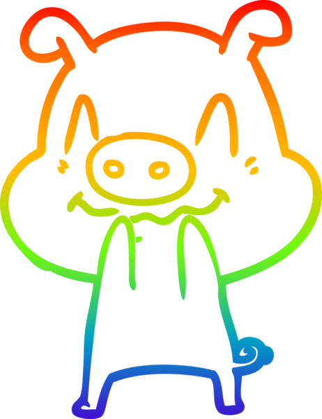 gökkuşağı gradyan çizimi bir insan tarafından çizilmiş sinir çizgi domuz