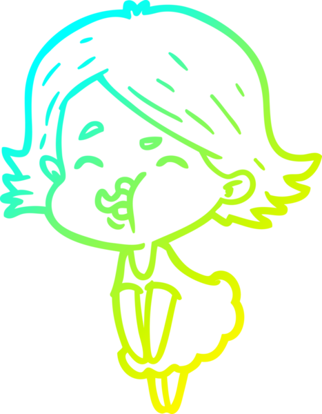 Bir insan tarafından çizilmiş bir karikatür kızı çizimi.