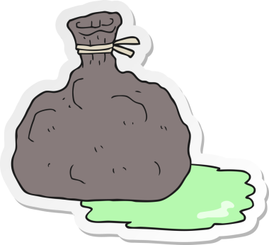 Bir insan tarafından çizilmiş çöp torbası etiketi.