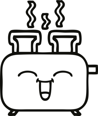 Bir insan tarafından çizilmiş bir tost makinesinin çizgi çizimi