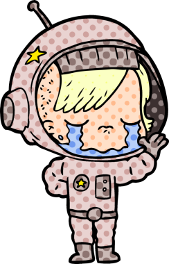 Bir insan tarafından çizilmiş ağlayan astronot kız.