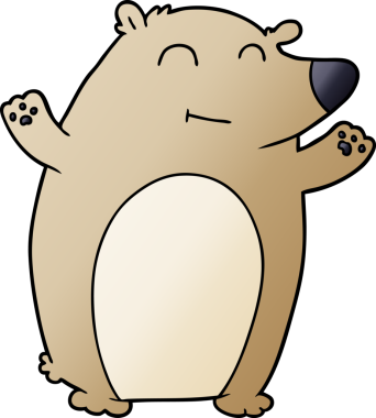 Bir insan tarafından çizilmiş mutlu çizgi film ayısı.