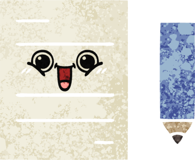 Bir insan tarafından çizilmiş bir test kağıdının retro çizim stili karikatürü