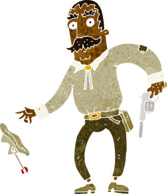 Bir insan tarafından çizilmiş vahşi batı kovboyu çizgi filmi.