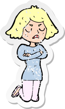 Bir insan tarafından çizilmiş kızgın bir karikatürün gerilimli çıkartması.