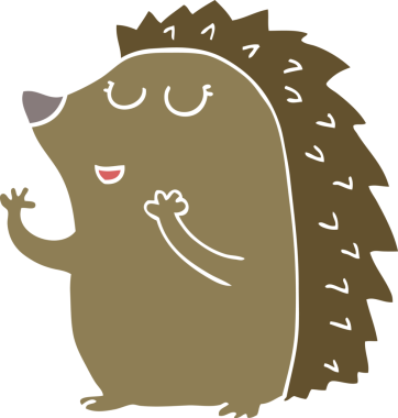 Bir insan tarafından çizilmiş düz renkli kirpi çizimi