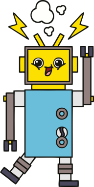 Bir insan tarafından çizilmiş sevimli bir robot karikatürü.