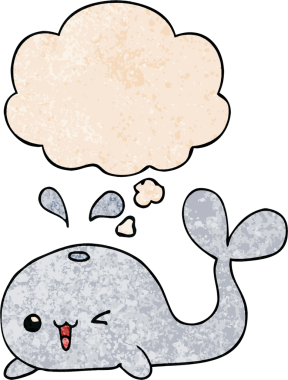 Bir insan tarafından çizilmiş grunge desenli düşünce balinası.