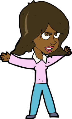 Bir insan tarafından çizilmiş karikatür kadın.