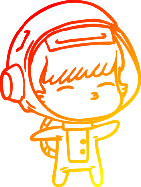 Bir insan tarafından çizilen çizgi film meraklısı astronotun sıcak gradyan çizimi