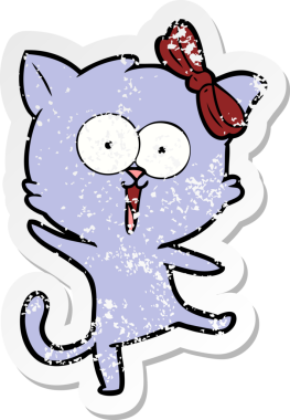 Bir insan tarafından çizilmiş karikatür bir kedinin sıkıntılı çıkartması.