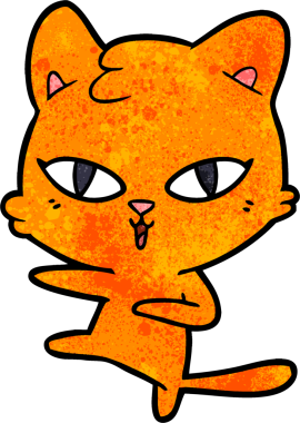 Bir insan tarafından çizilmiş çizgi film kedisi.