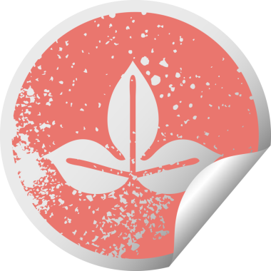 Bir insan tarafından çizilmiş sonbahar yaprağının çizilmiş dairesel kabuk soyma etiketi.