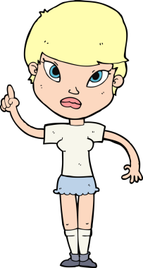 Bir insan tarafından çizilmiş bir fikri olan karikatür kadın.