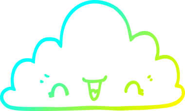 Bir insan tarafından çizilmiş soğuk bir çizgi film bulutunun çizimi.