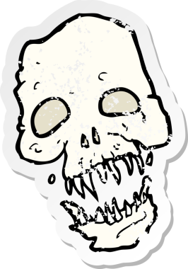 Bir insan tarafından çizilmiş korkunç bir kafatası karikatürünün gerilimli yapıştırması.