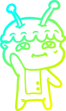 Bir insan tarafından çizilmiş soğuk çizgi film karakteri uzay adamı çizimi.