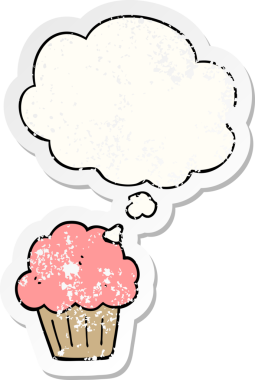 Düşünce baloncuklu çizgi film çörekleri insan tarafından çizilmiş yıpranmış bir çıkartma gibi.