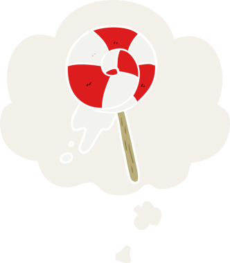 insan tarafından çizilmiş düşünce baloncuklu çizgi film lolipopu.