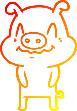 Bir insan tarafından çizilmiş gergin bir domuz çizgi çizimi.