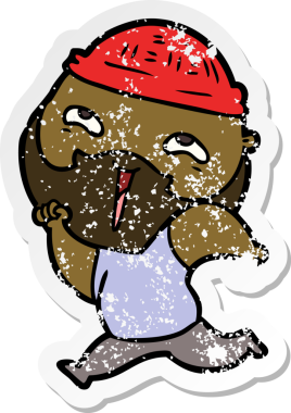 Bir insan tarafından çizilmiş mutlu sakallı bir adamın sıkıntılı çıkartması.