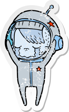 Bir insan tarafından çizilmiş ağlayan astronot bir kızın sıkıntılı çıkartması.