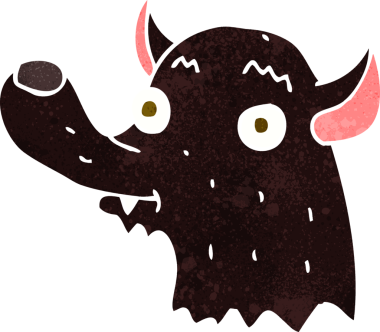 Bir insan tarafından çizilmiş mutlu bir kurt.