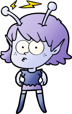 Bir insan tarafından çizilmiş uzaylı kız.