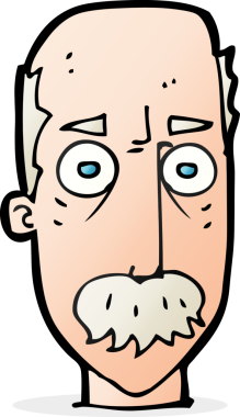 Bir insan tarafından çizilmiş bıyıklı bir çizgi film adamı.