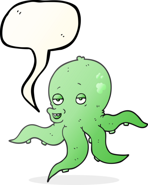 Bir insan tarafından çizilmiş serbest konuşma balonu ahtapot çizimi.