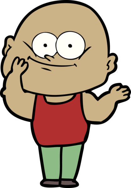 Bir insan tarafından çizilmiş kel bir adam.