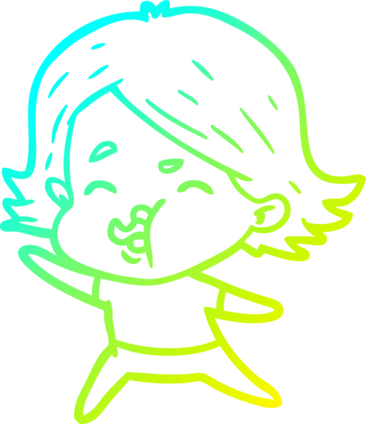 Bir insan tarafından çizilmiş bir karikatür kızı çizimi.