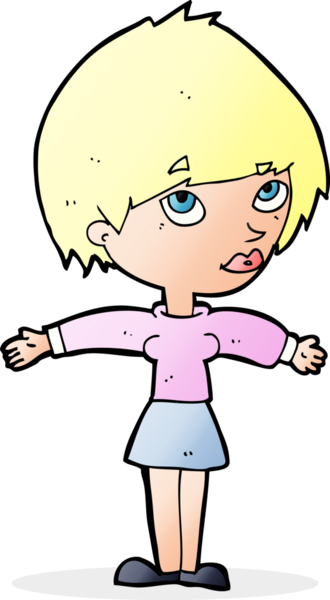 Bir insan tarafından çizilmiş açık kollu çizgi film kadını.