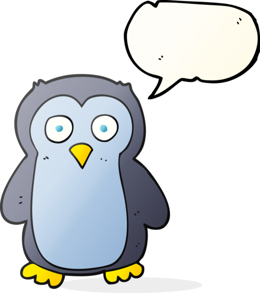 Bir insan tarafından çizilmiş serbest konuşma balonu karikatürü pengueni