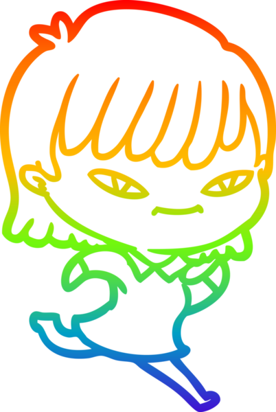 gökkuşağı gradyan çizimi bir insan tarafından çizilmiş bir karikatür kadın