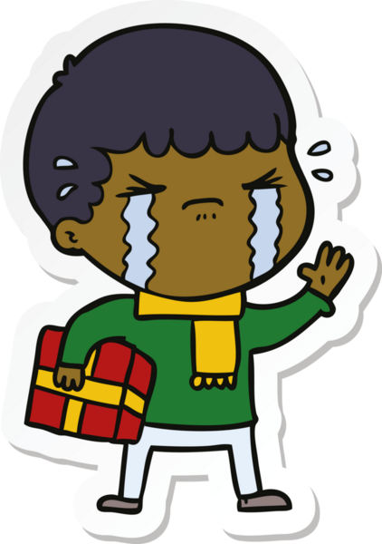 Bir insan tarafından çizilmiş, ağlayan bir çizgi film karakterinin çıkartması.