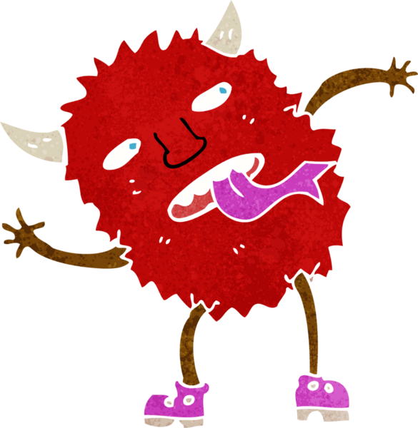 Bir insan tarafından çizilmiş komik çizgi film canavarı.