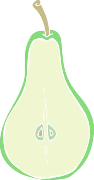 Bir insan tarafından çizilmiş yarım armutun düz renk çizimi