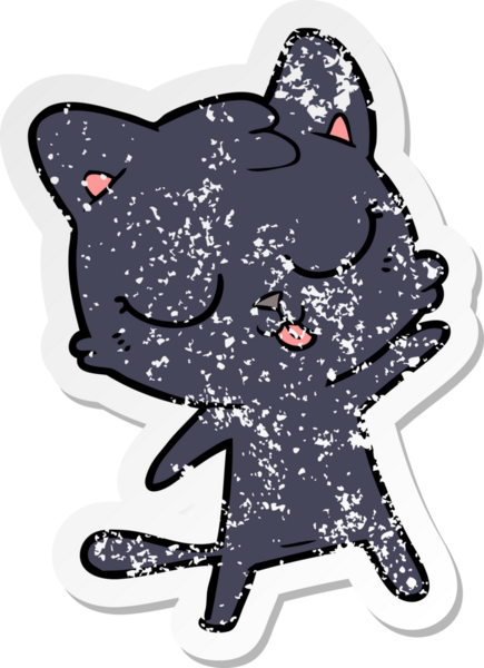 Bir insan tarafından çizilmiş şirin bir çizgi film kedisinin sıkıntılı çıkartması.