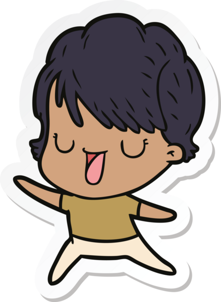 Bir insan tarafından çizilmiş bir karikatür kadının çıkartması.