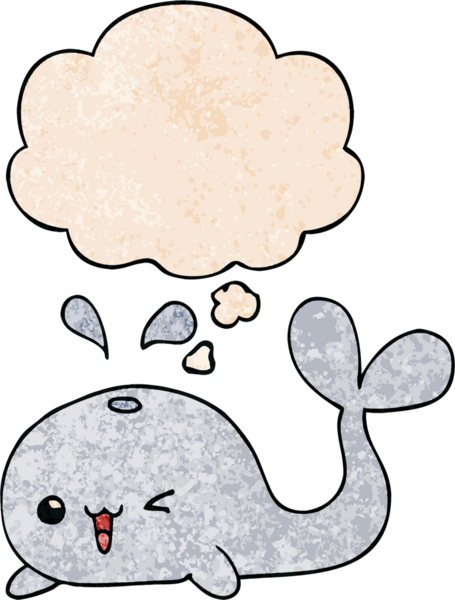 Bir insan tarafından çizilmiş grunge desenli düşünce balinası.