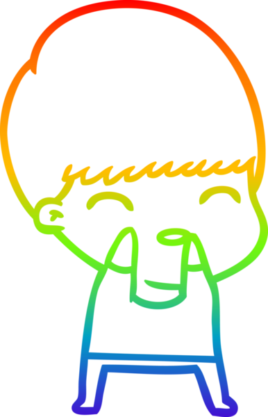 gökkuşağı gradyanı çizimi bir insan tarafından çizilmiş mutlu bir çizgi film çocuğu