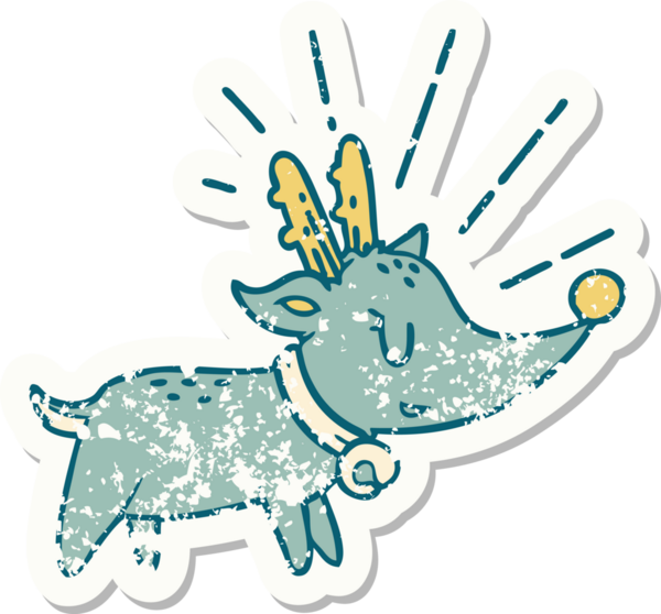 Bir insan tarafından çizilmiş eski dövme stili Ren geyiği etiketi.