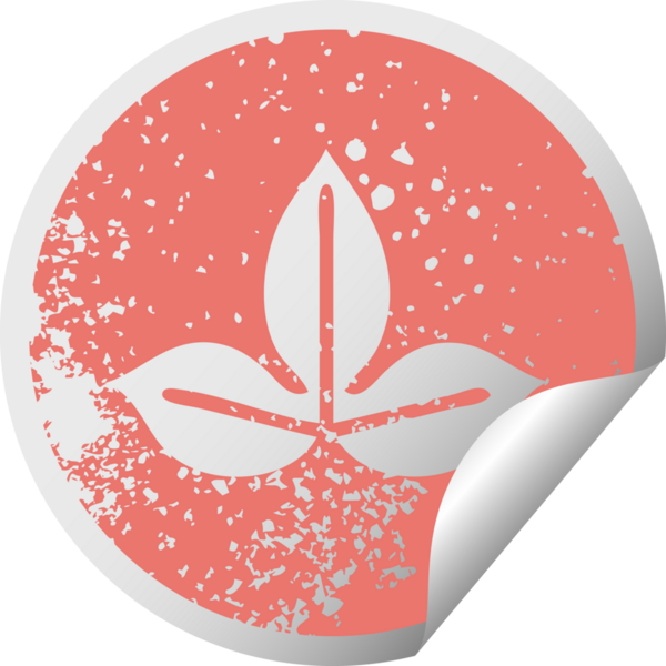 Bir insan tarafından çizilmiş sonbahar yaprağının çizilmiş dairesel kabuk soyma etiketi.